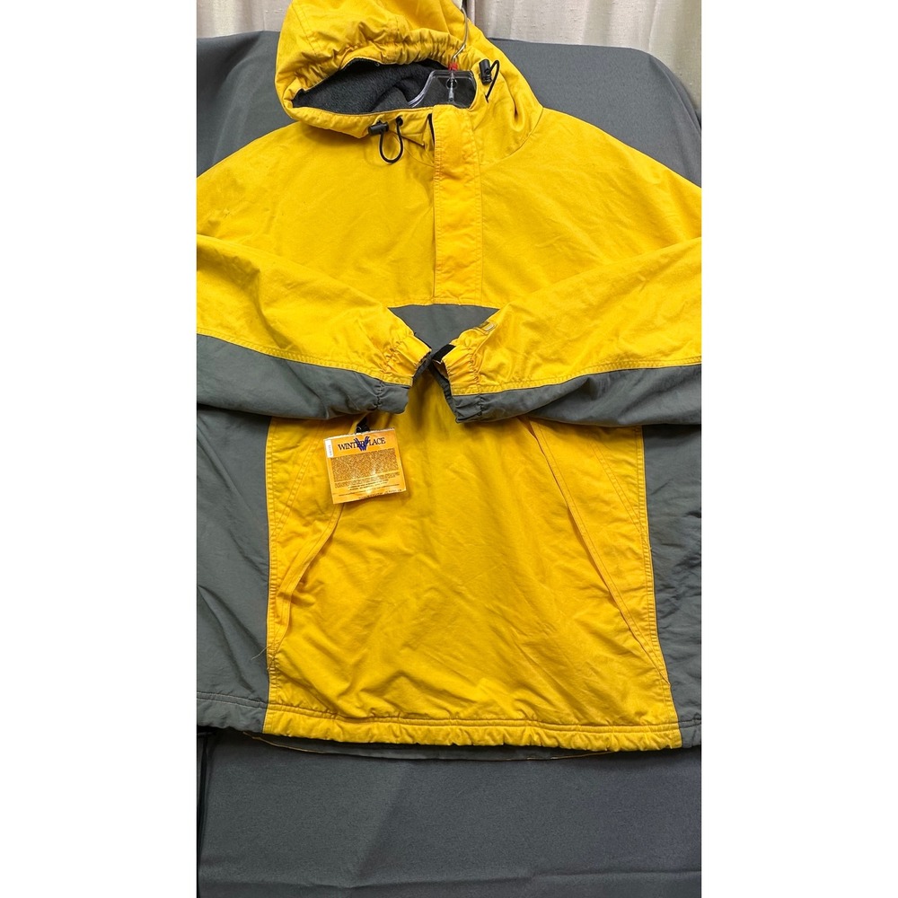 Old Navy Vintage Men's Large Yellow Grey Colorblock Fleece Lined Anorak Jacket